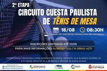 02° Etapa Circuito Cuesta Paulista de Tênis de Mesa!
